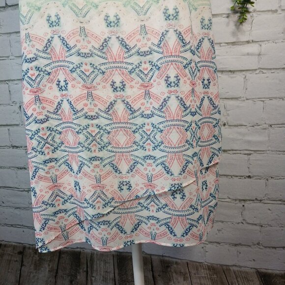 HEART OF CABI MOSAIC PRINT, SHADES OF BLUE AND PINK,  TOP BLOUSE, LINED, SIZE M - Picture 9 of 9